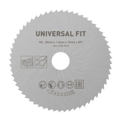Universal skæreskive til minivinkelsliber Ø 85 x 15 mm 60T