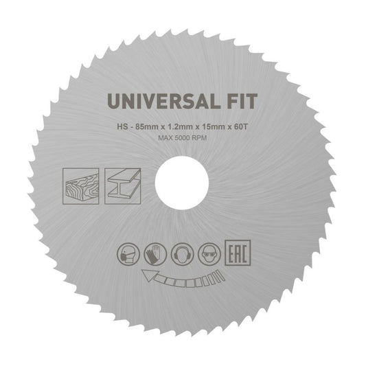 Universal skæreskive til minivinkelsliber Ø 85 x 15 mm 60T