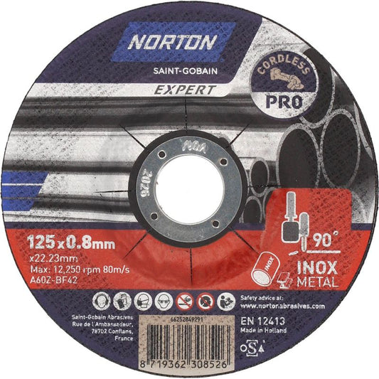 Norton Expert125X0,8X22,23 skive til stål/rostfrit stål