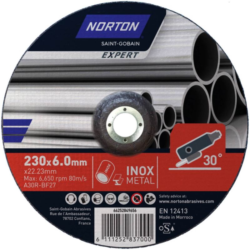 Norton Expert27-230X6.0X22.23 skive til stål/rostfrit stål