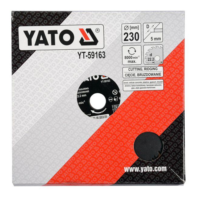 Yato skæreskive 230 mm til skæring og rillefræsning
