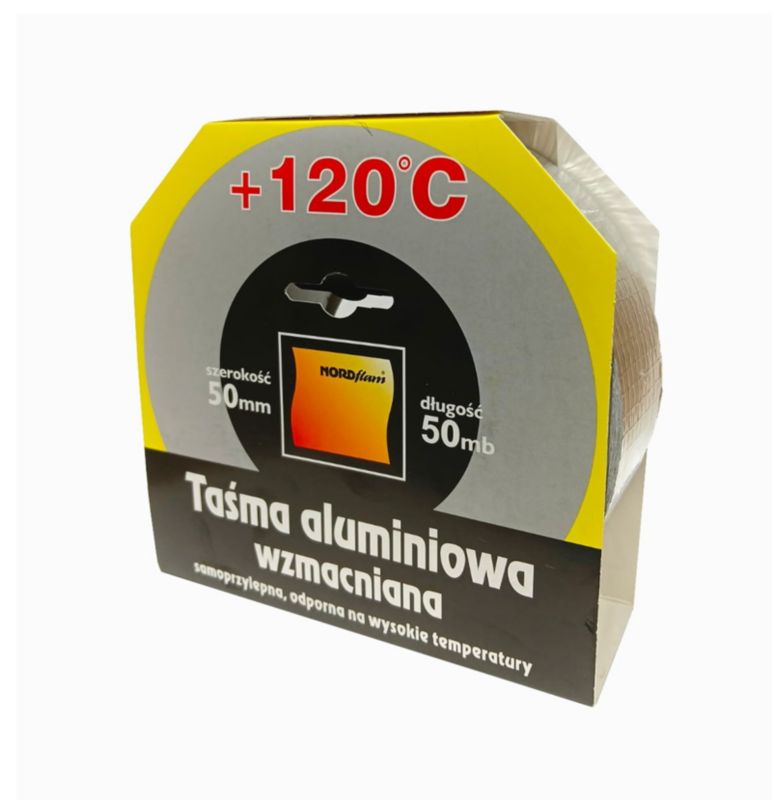 Alutape 50 mm x 50 m Varmebestandig Sølv