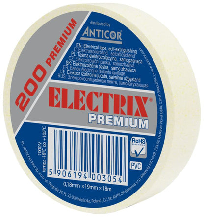 Electrix 200 PVC-isolationstape 0,18 mm x 19 mm x 18 m hvid