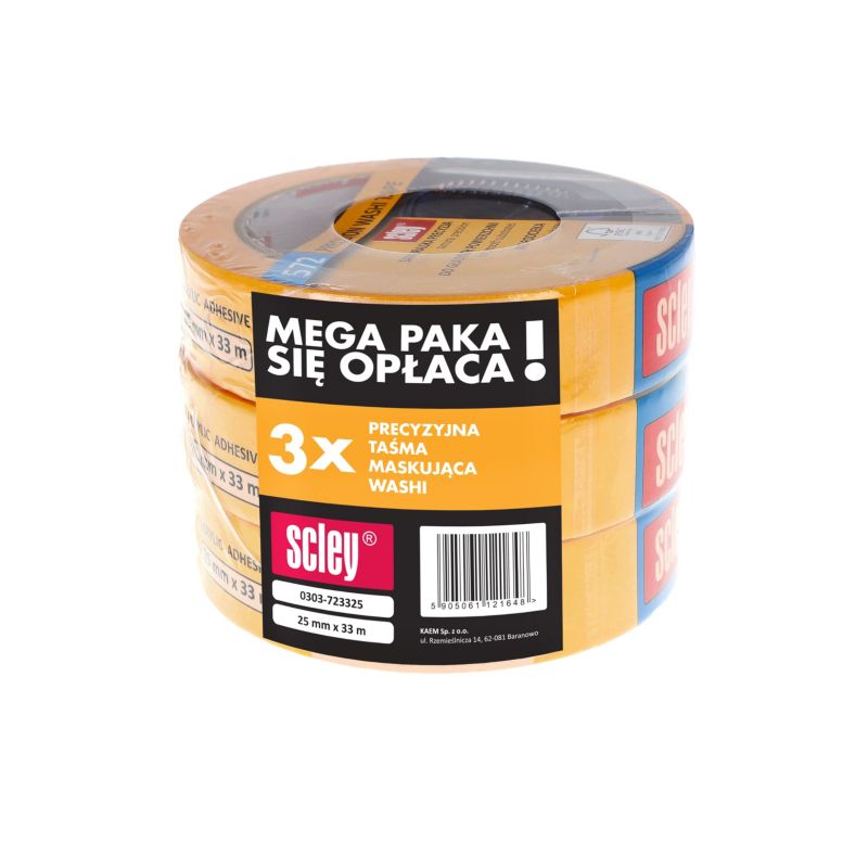 Malertape Scley 25 mm x 33 m, 3 stk.