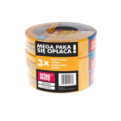 Malertape Scley 25 mm x 33 m, 3 stk.