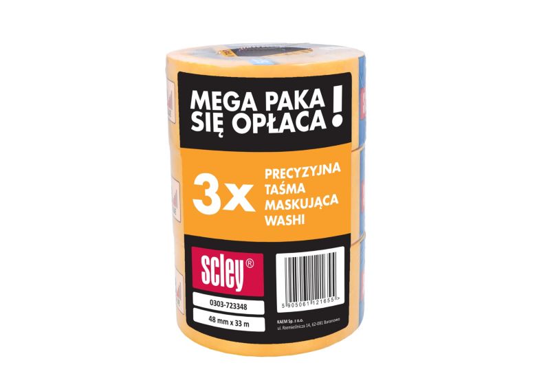 Scley malertape 48 mm x 33 m, 3 stk.