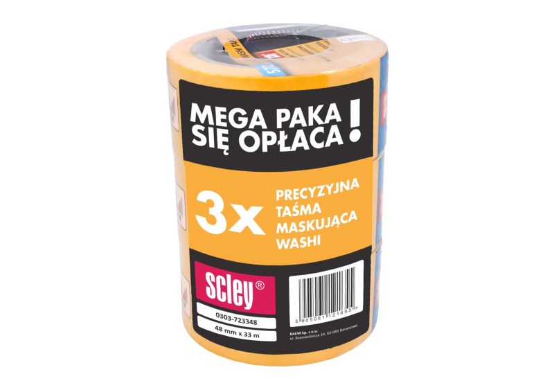 Scley malertape 48 mm x 33 m, 3 stk.