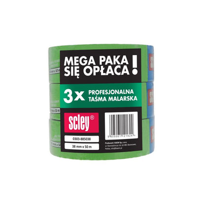 Scley grøn malertape 38 mm x 50 m, 3 stk.