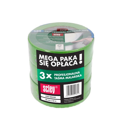 Scley grøn malertape 38 mm x 50 m, 3 stk.