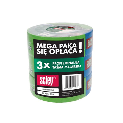 Scley grøn malertape 38 mm x 50 m, 3 stk.