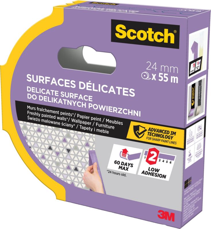 Scotchblue malertape til sarte overflader 24 mm x 55 m