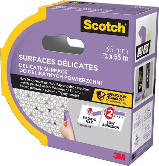 Scotchblue malertape til sarte overflader 36 mm x 55 m