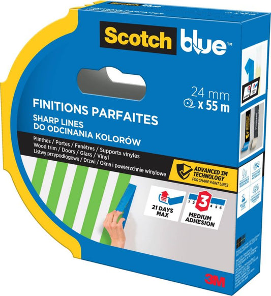 Scotchblue malertape til farveskæring 24 mm x 55 m