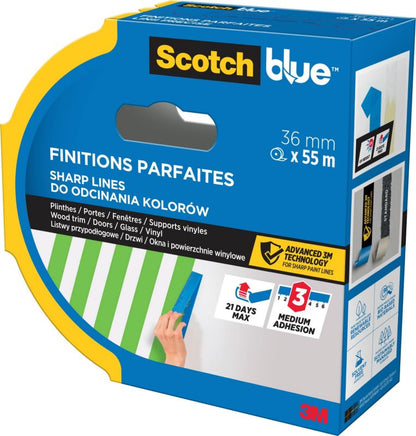 Scotchblue malertape til farveskift 36 mm x 55 m