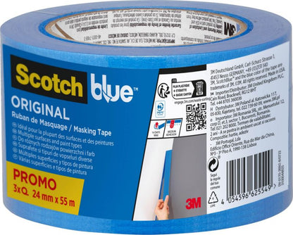Scotchblue universal malertape 24 mm x 55 m, 3 stk.
