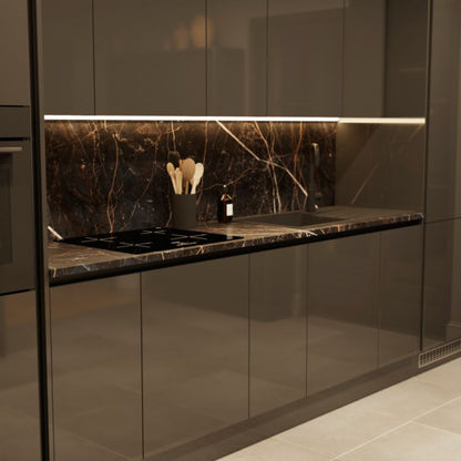 Kantbånd 300 cm mørk marmor