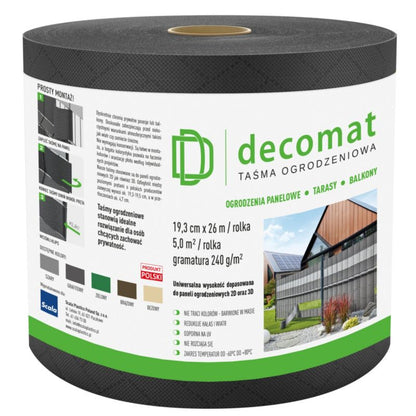Decomat hegnsbånd 19,3 cm x 26 m i grafitgrå