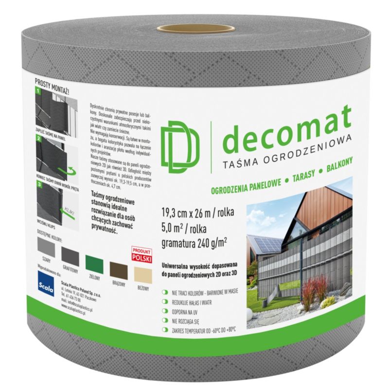 Decomat hegnsbånd 19,3 cm x 26 m grå