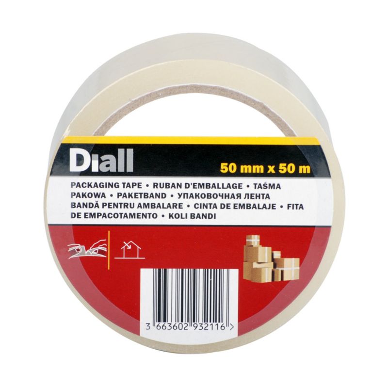 Diall Easy Tear pakke- og tape 50 mm x 50 m transparent