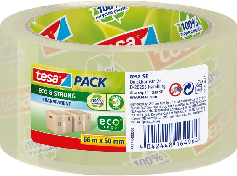 Tesa Eco pakke tape 66 m x 50 mm transparent