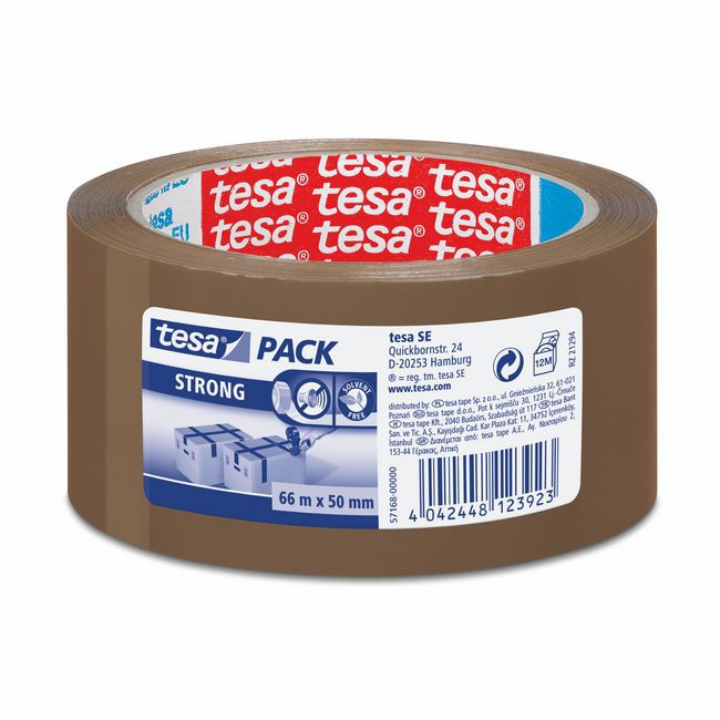 Tesa pack strong pakke tape 50 mm x 66 m brun