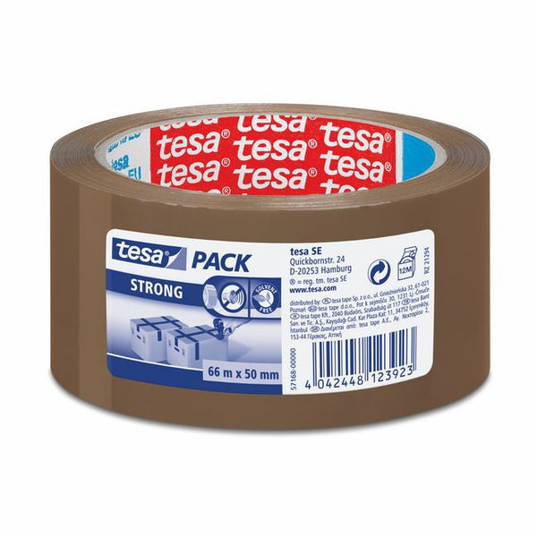 Tesa pack strong pakke tape 50 mm x 66 m brun