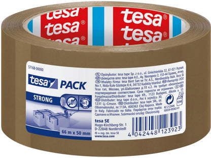 Tesa pack strong pakke tape 50 mm x 66 m brun