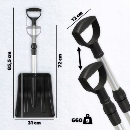 Teleskopisk Sneskovl til Bil 31x85,5 cm Sort