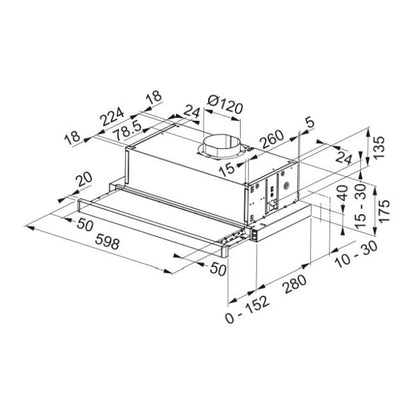 Teleskoplemhætte FTC 632L BK 60 cm Sort