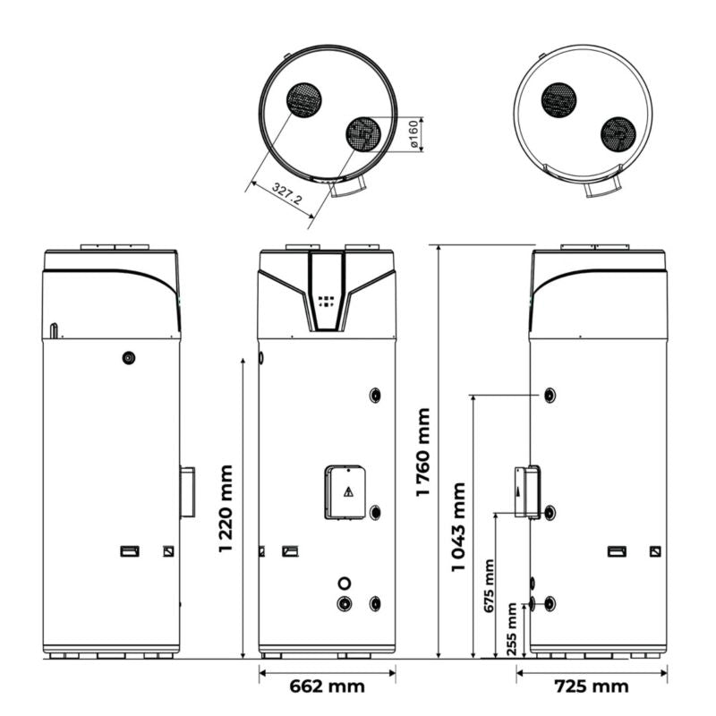 Brugsvandsvarmepumpe 250 Liter Monoblok