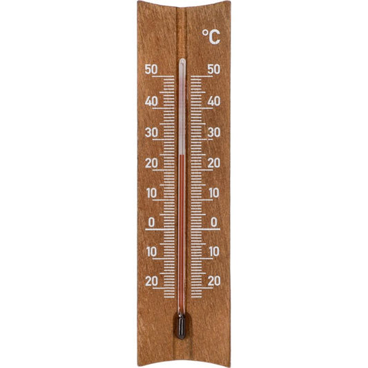 Analogt 15 cm brunt rumtermometer i træ