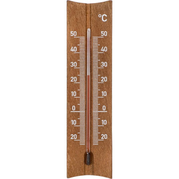 Analogt 15 cm brunt rumtermometer i træ