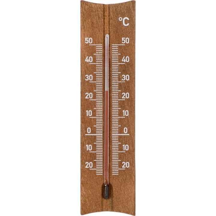 Analogt 15 cm brunt rumtermometer i træ