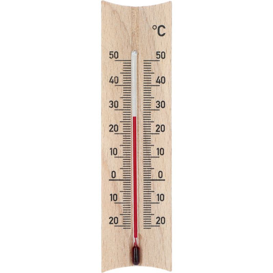 Naturligt analogt rumtermostat 15 cm i træ