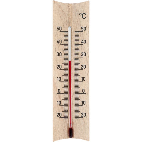 Naturligt analogt rumtermostat 15 cm i træ