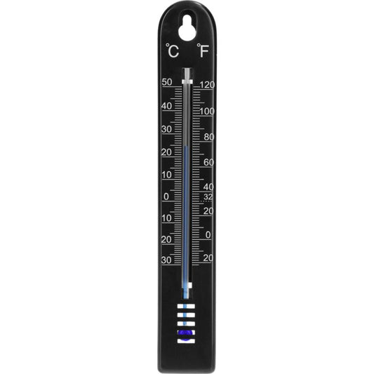 Analogt rumtermostat 17 cm i sort plast