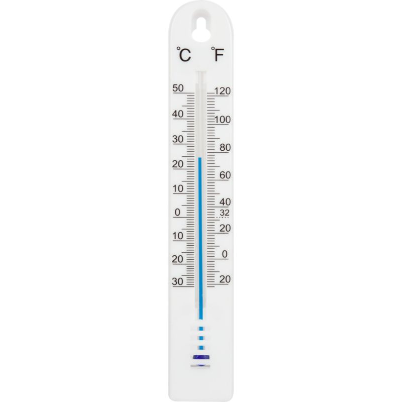 Plastiktermometer til rum 17 cm hvid