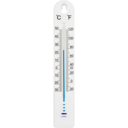 Plastiktermometer til rum 17 cm hvid