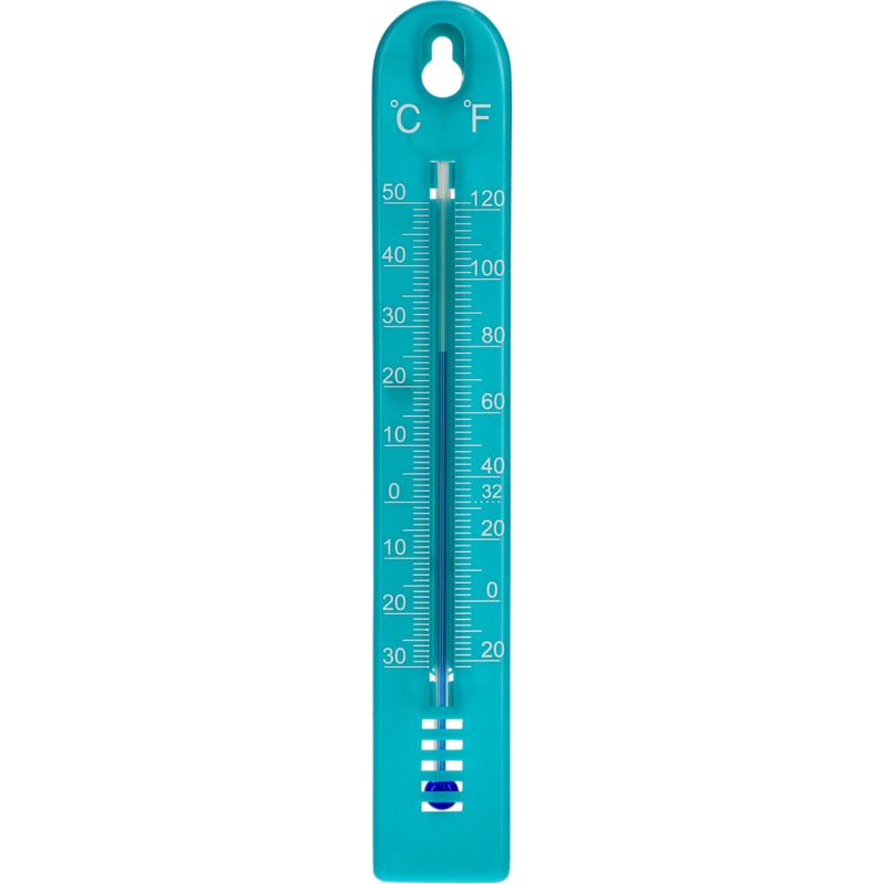 Plastiktermometer til rum 17 cm blå
