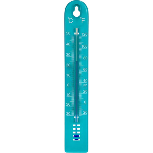 Plastiktermometer til rum 17 cm blå