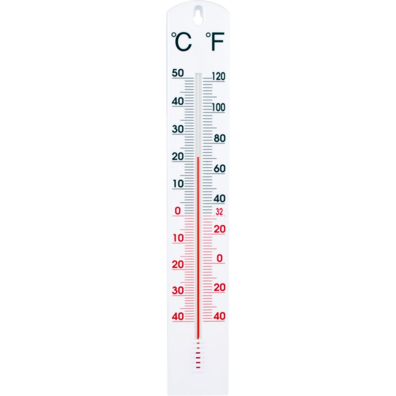 Plastiktermometer til rum 40 cm hvid