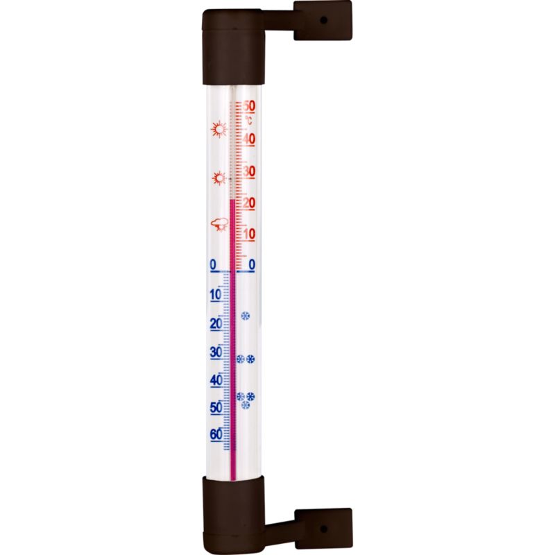 Rørtermometer til vindue 18 cm i brun