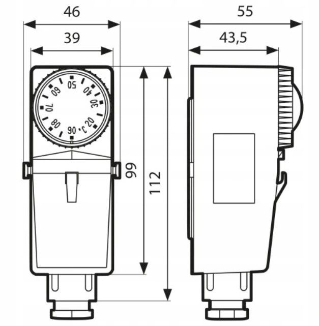 BRC Afriso påløbstermostat 20-90 °C med ekstern indstilling, 1 stk.