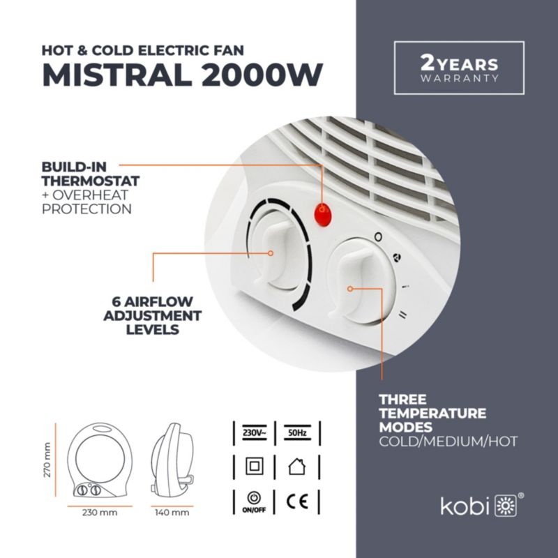 Varmeblæser Mistral 2000W Hvid