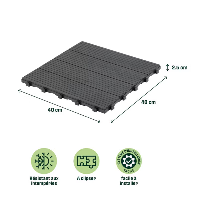 Terrasseflise Horten 45x45 cm Antracit