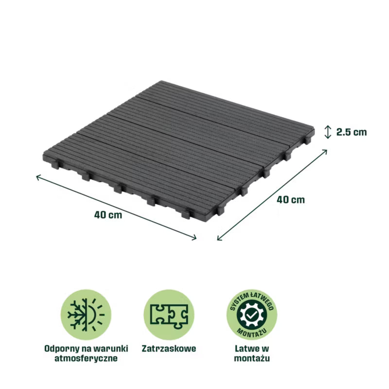 Terrasseflise Horten 45x45 cm Antracit