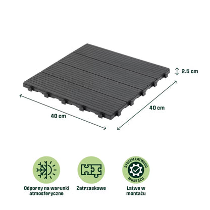 Terrasseflise Horten 45x45 cm Antracit
