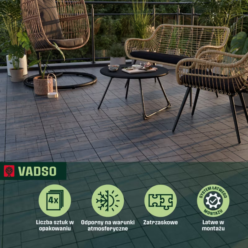 Terrasseflise Vadso 30x30 cm Antracit Gummi
