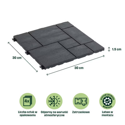 Terrasseflise Vadso 30x30 cm Antracit Gummi