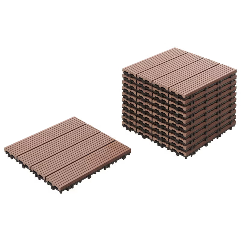 Terrassefliser Ateleta 30x30 cm Brun Komposit WPC 0,9 m²